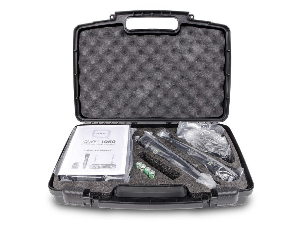 Q AUDIO QWM1950 HH DUAL HANDHELD MICROPHONE SYSTEM with Carry Case