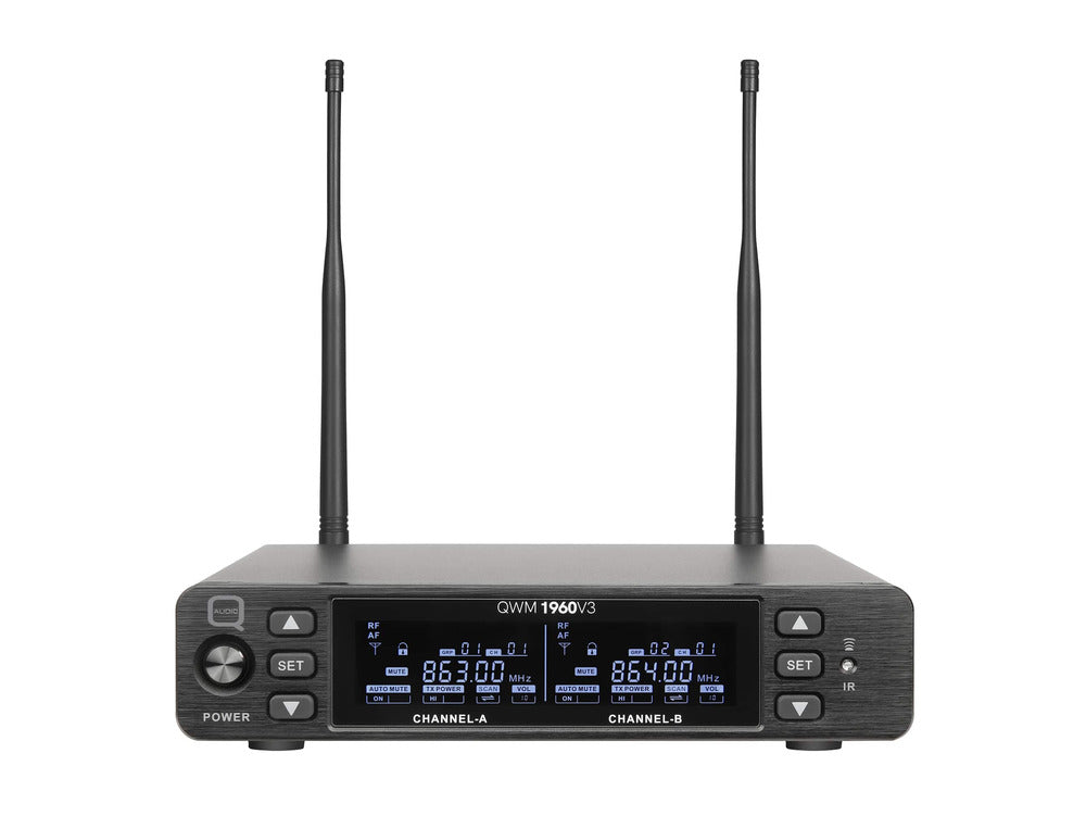Q-AUDIO QWM1960 HH V3 UHF Dual Channel True Diversity Dual Handheld Wireless Mic System
