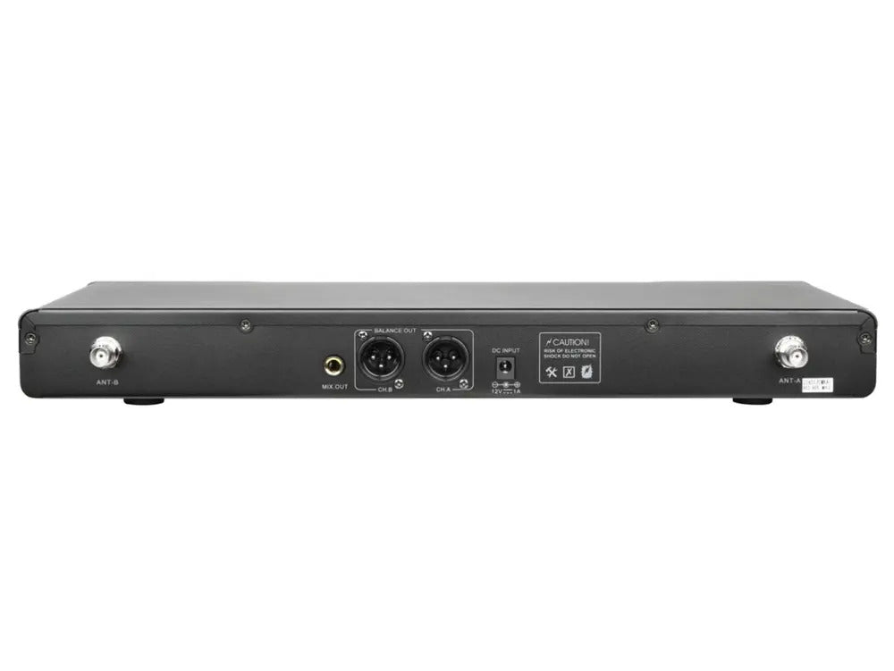 Q-AUDIO QWM1970 HH UHF Dual Channel Diversity Handheld Wireless System - 19" Rack Mountable