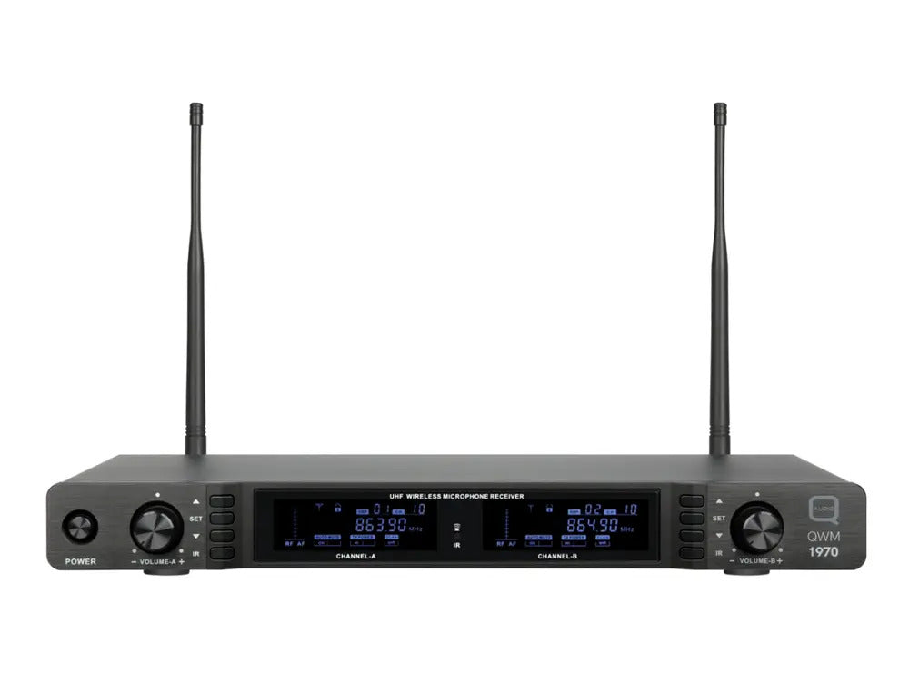 Q-AUDIO QWM1970 HH UHF Dual Channel Diversity Handheld Wireless System - 19" Rack Mountable